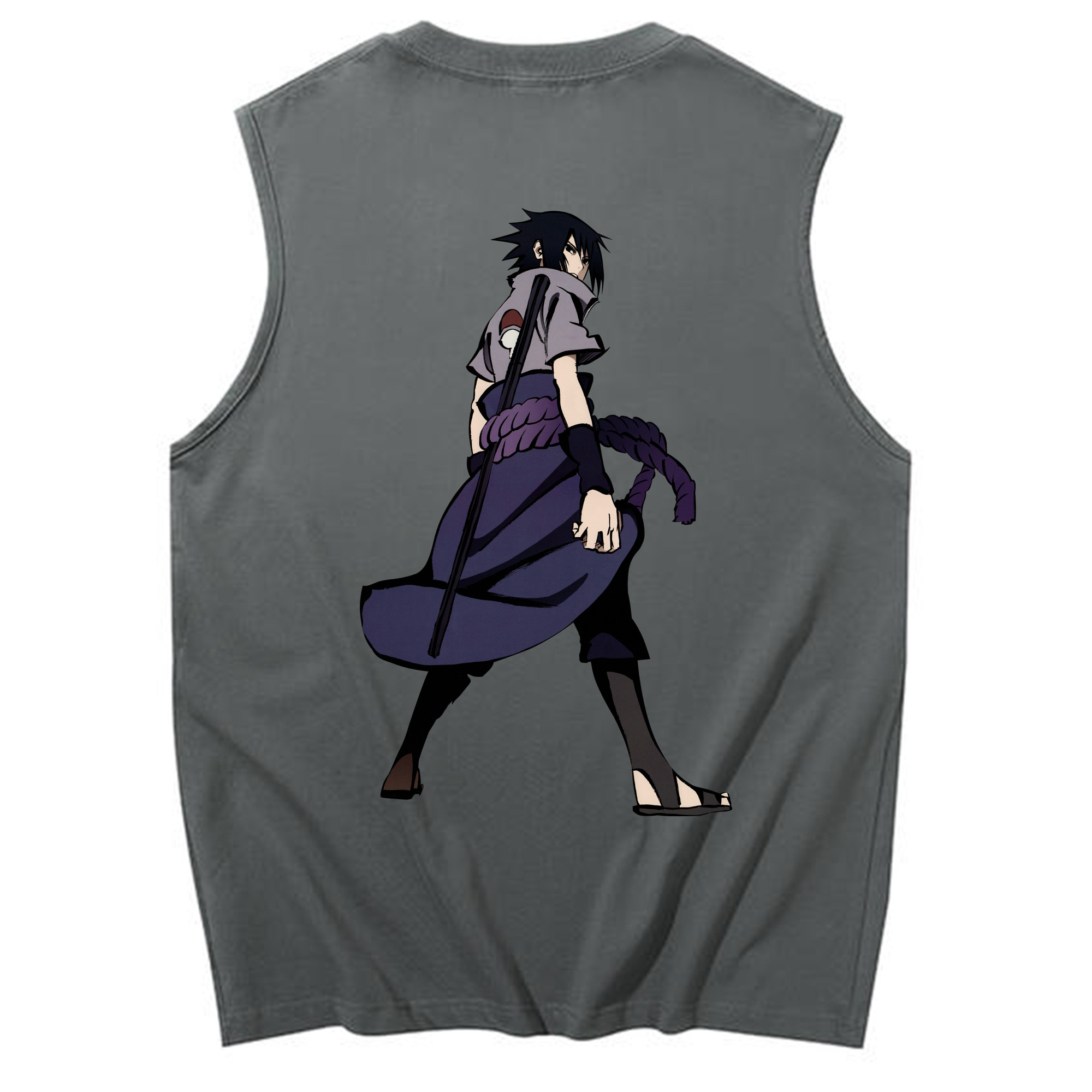 （画像用） NARUTO -ナルト- うちは サスケ Uchiha Sasuke コットン100％タンクトップ（背面プリント）